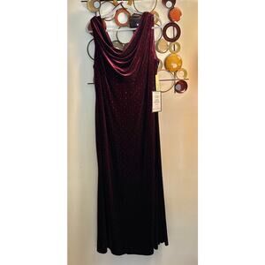 D25: Eliza J Dress from Macy’s size 16 Deep Red Marron Velour medi Deess